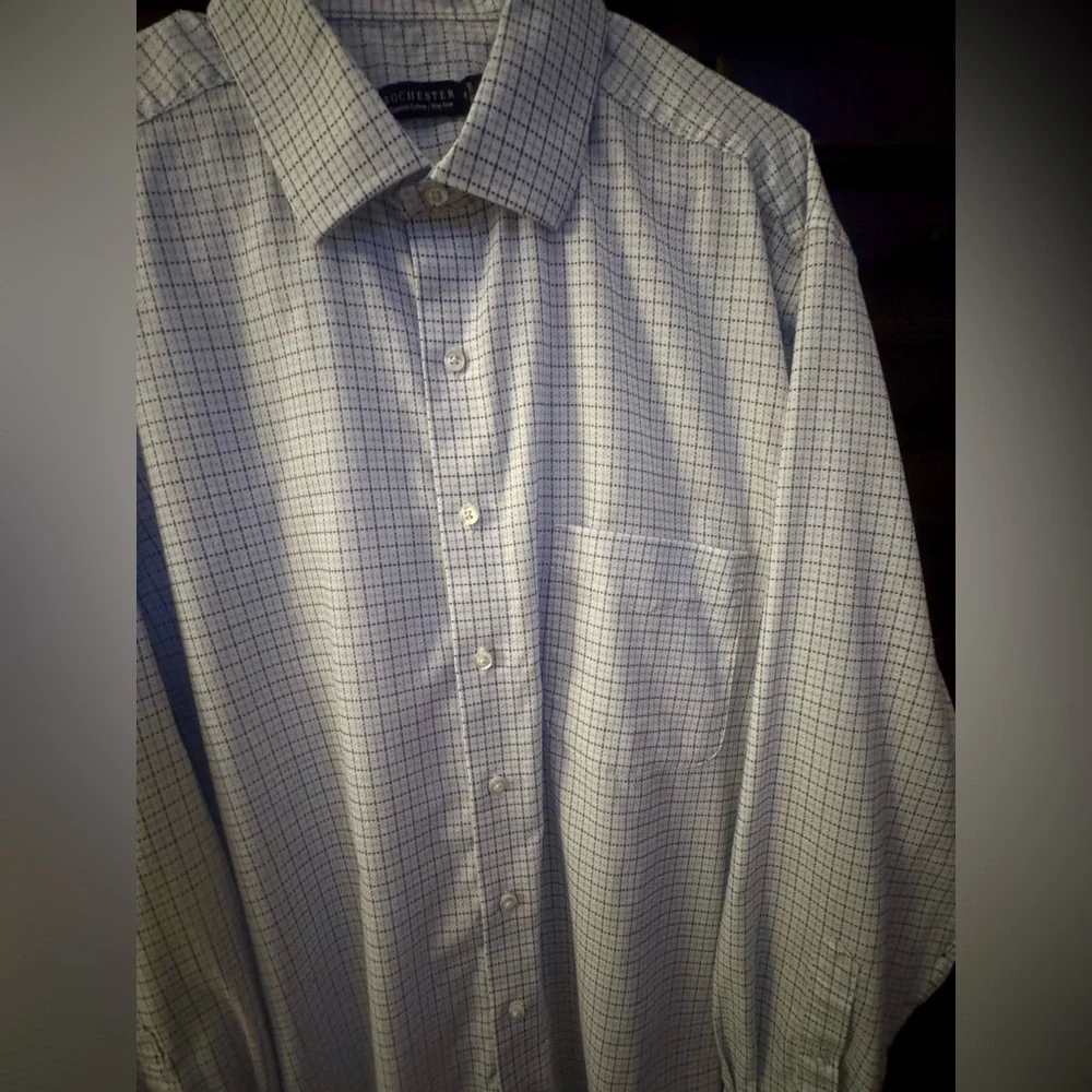 Rochester Big/Tall Men’s Long Sleeve Button Up - Lt/Dk Blue Pld - Size 36/37T - Picture 3 of 4